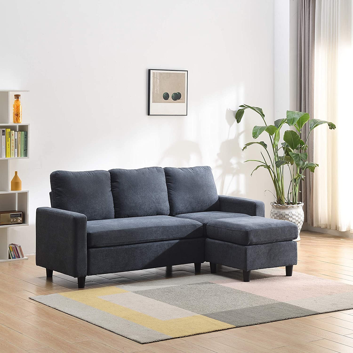 Campbell 3 Seater Sofa with Reversible Chaise in Dark Grey