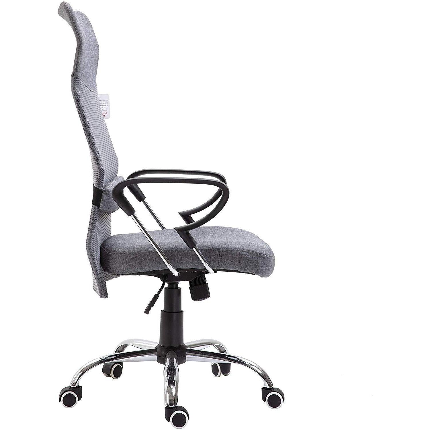 High Back Mesh Fabric Swivel Office Chair, MO57 Grey