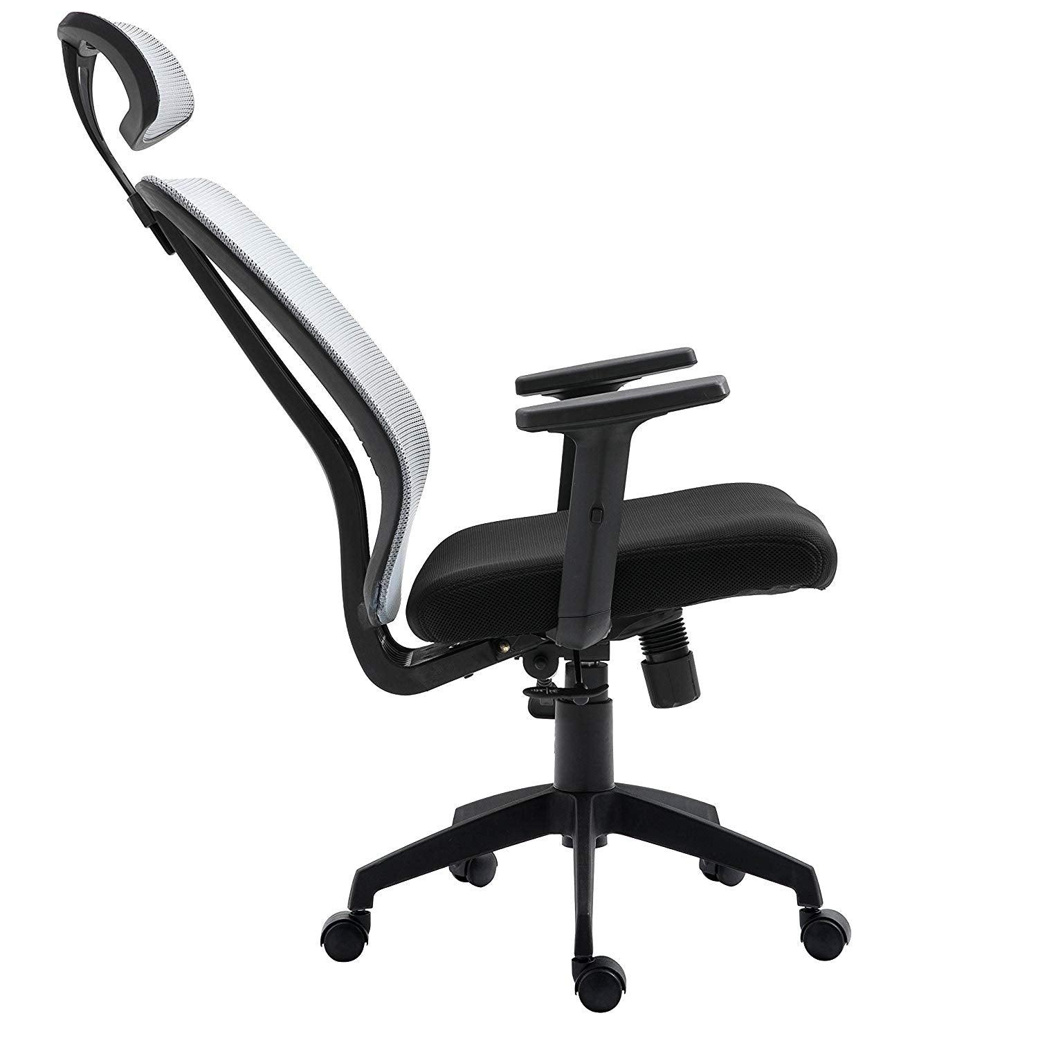 Grey Mesh High Back Executive Office Chair Swivel Desk Chair with Synchro-Tilt, Adjustable Armrest & Headrest