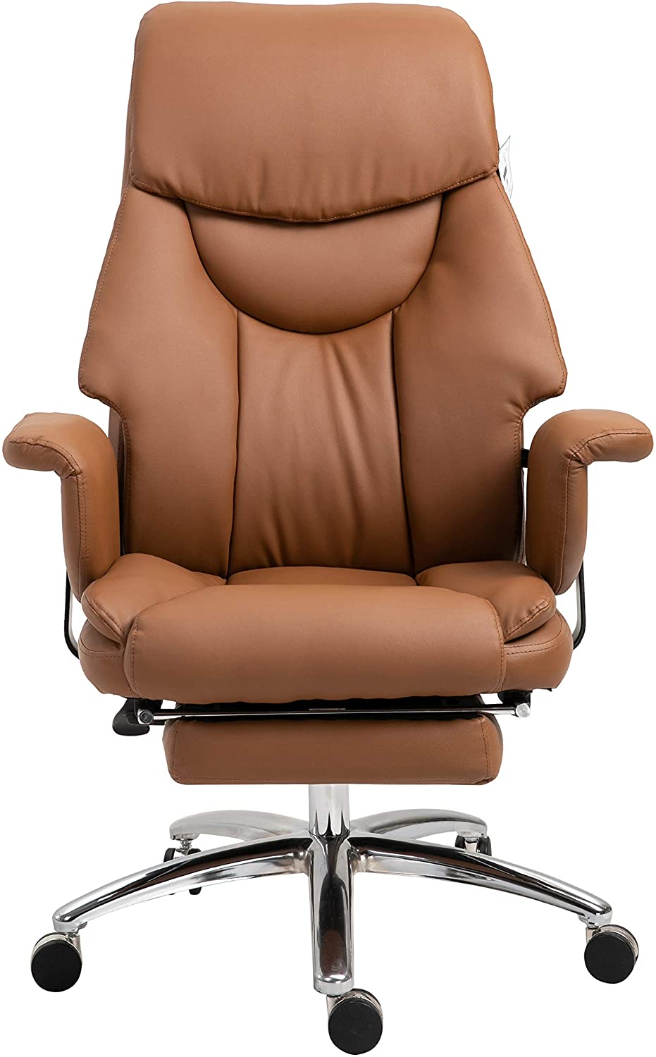 Abraham Wingback Style Office Chair with Footrest in Brown PU Leather