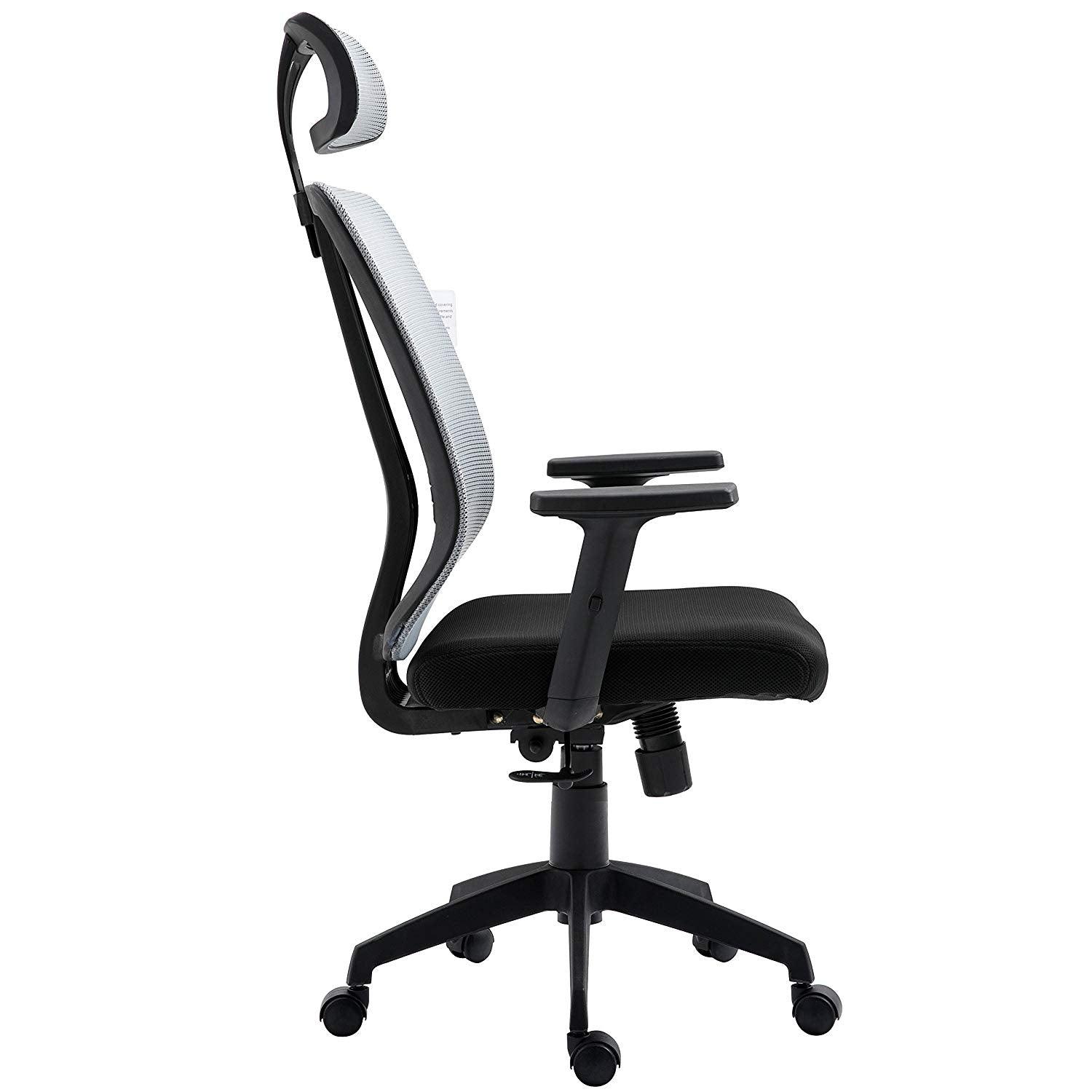 Grey Mesh High Back Executive Office Chair Swivel Desk Chair with Synchro-Tilt, Adjustable Armrest & Headrest