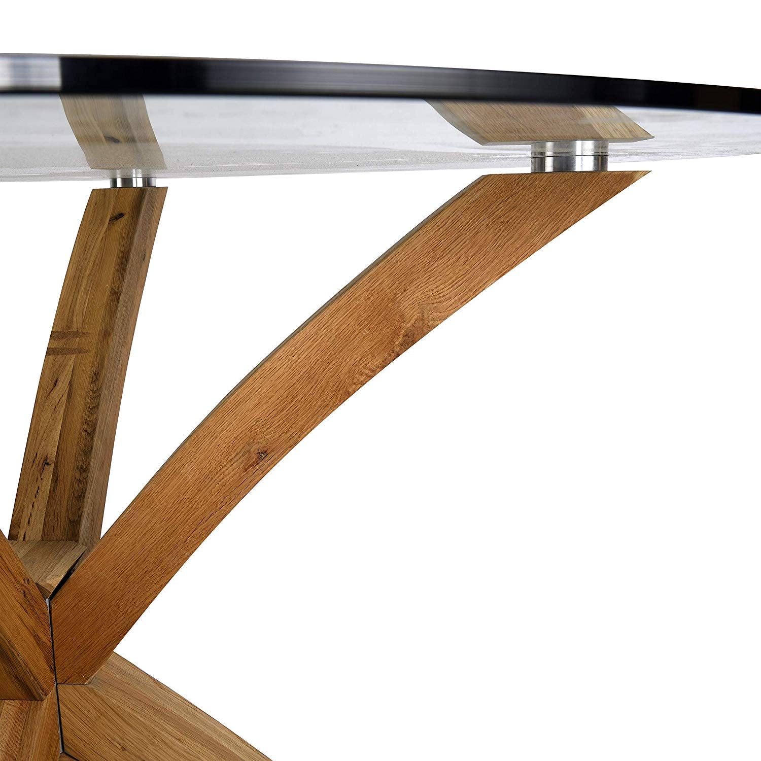 Lugano Round Glass Top Dining Table with Solid Oak Legs