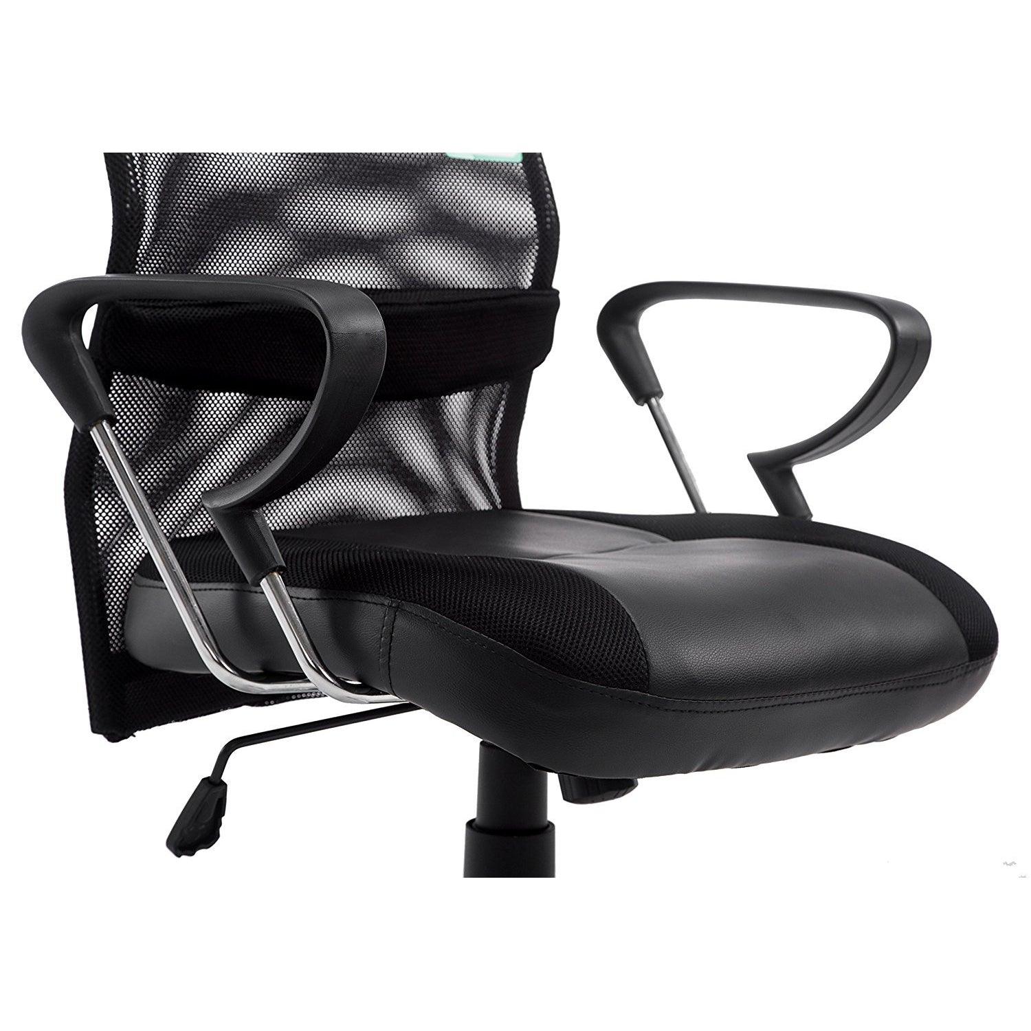 Sleek Design High Back Mesh Fabric Swivel Office Chair with Chrome Base, MO57 Black