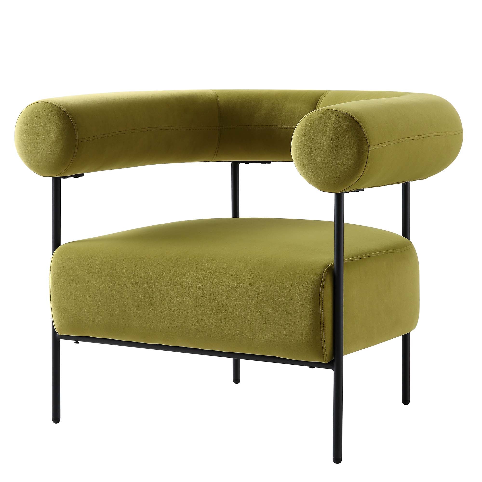 Fulbourn Olive Green Velvet Armchair