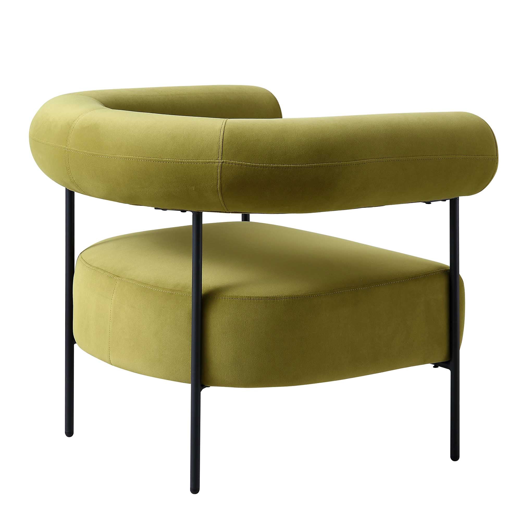 Fulbourn Olive Green Velvet Armchair