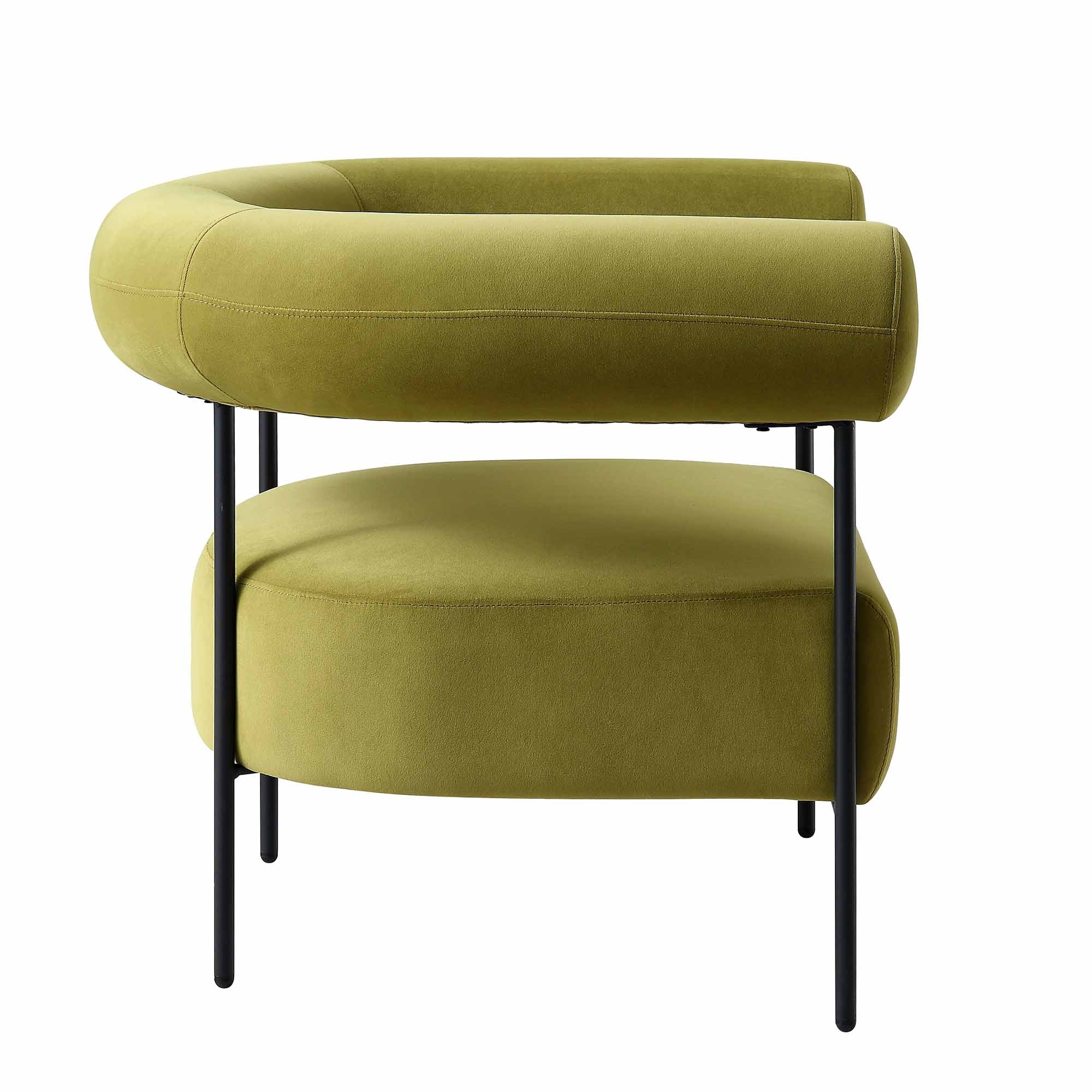 Fulbourn Olive Green Velvet Armchair