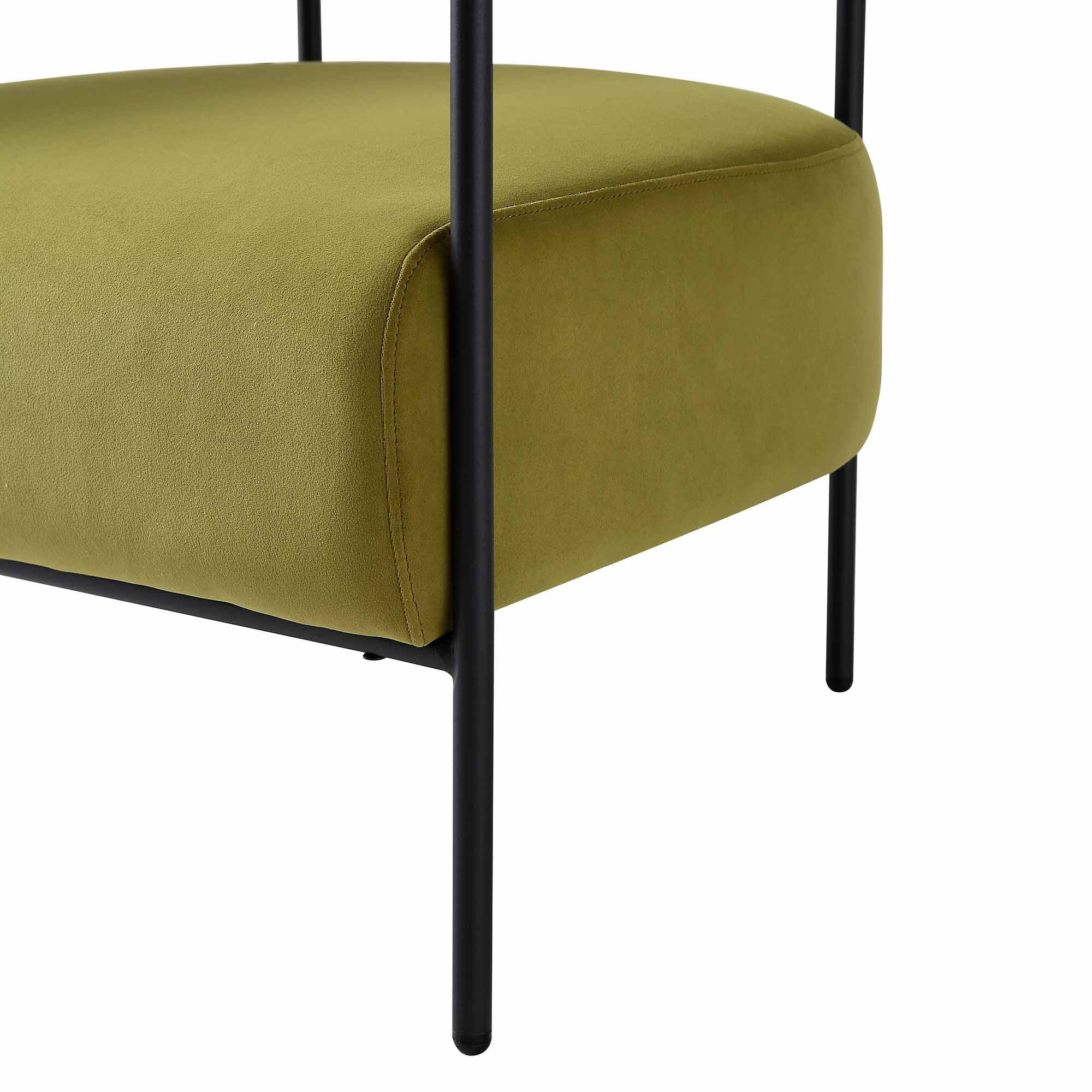 Fulbourn Olive Green Velvet Armchair