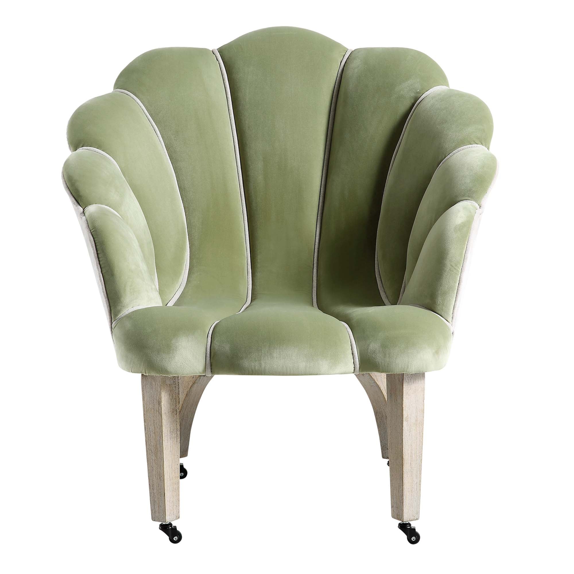 Barnard Scalloped Clam Chair, Lichen Velvet