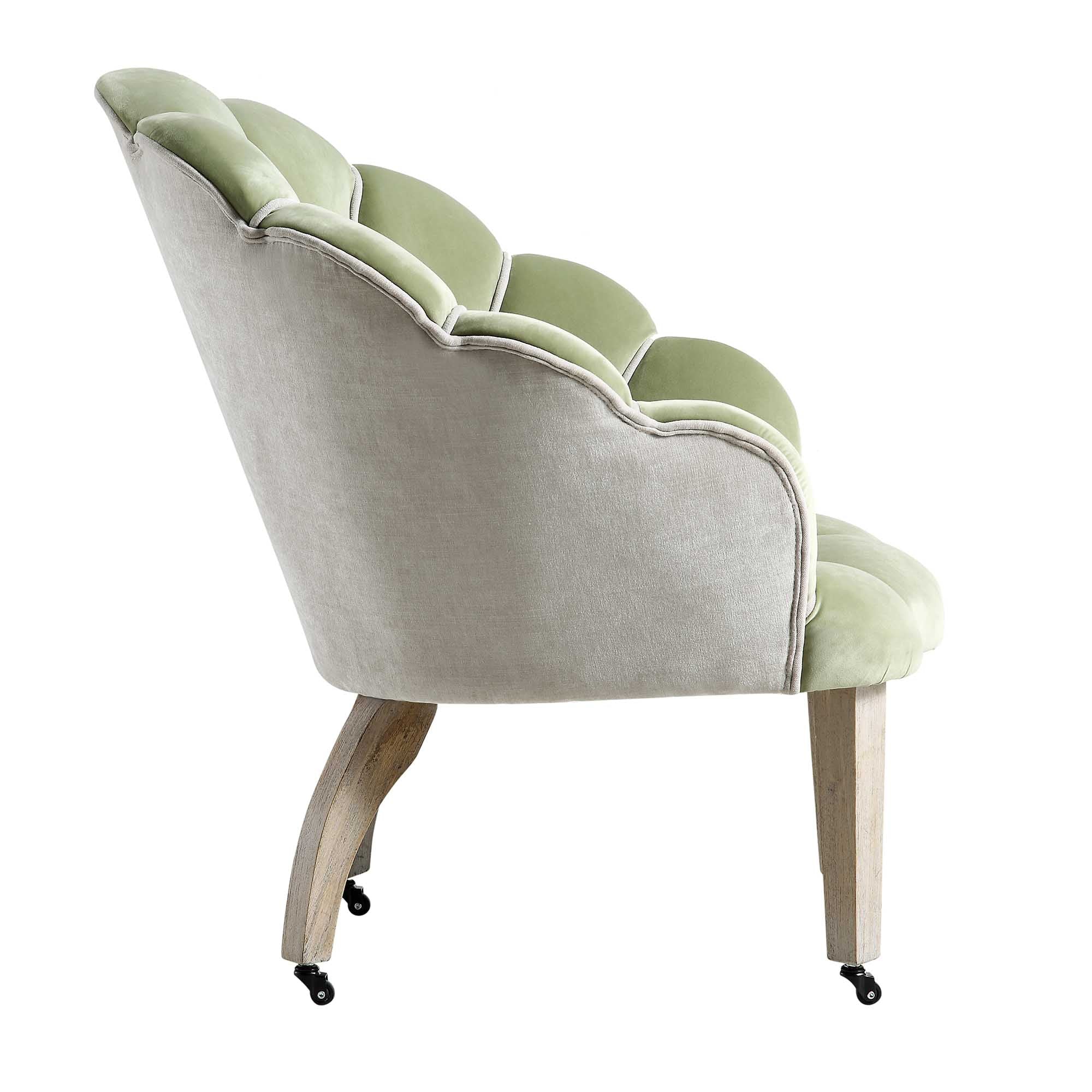 Barnard Scalloped Clam Chair, Lichen Velvet