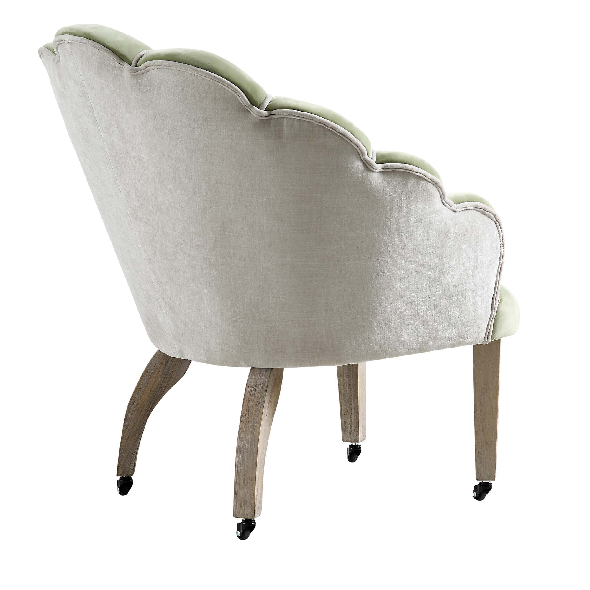 Barnard Scalloped Clam Chair, Lichen Velvet