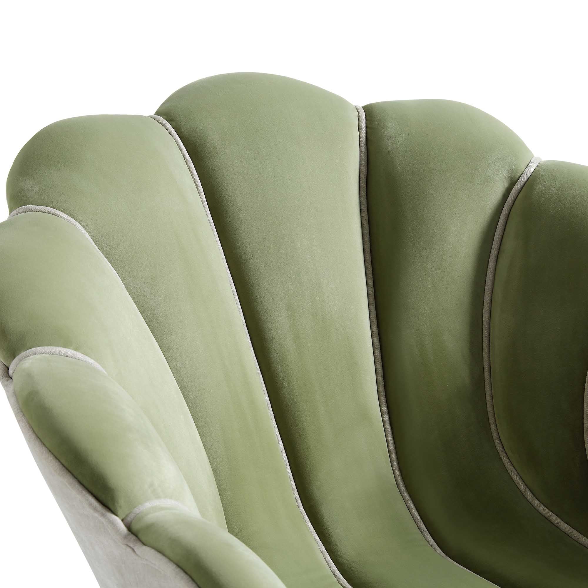 Barnard Scalloped Clam Chair, Lichen Velvet