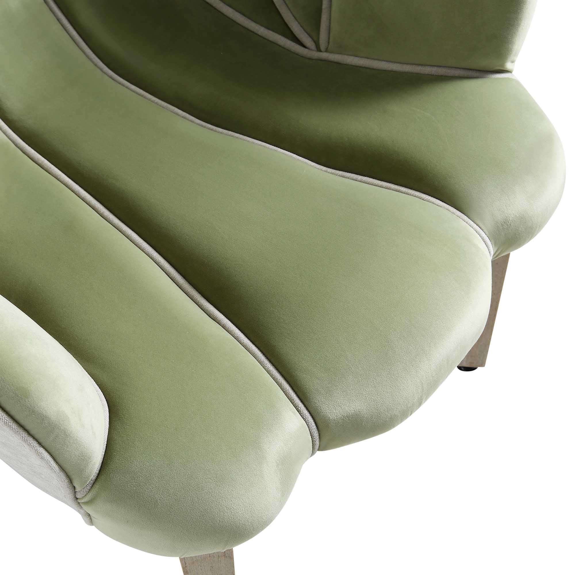 Barnard Scalloped Clam Chair, Lichen Velvet