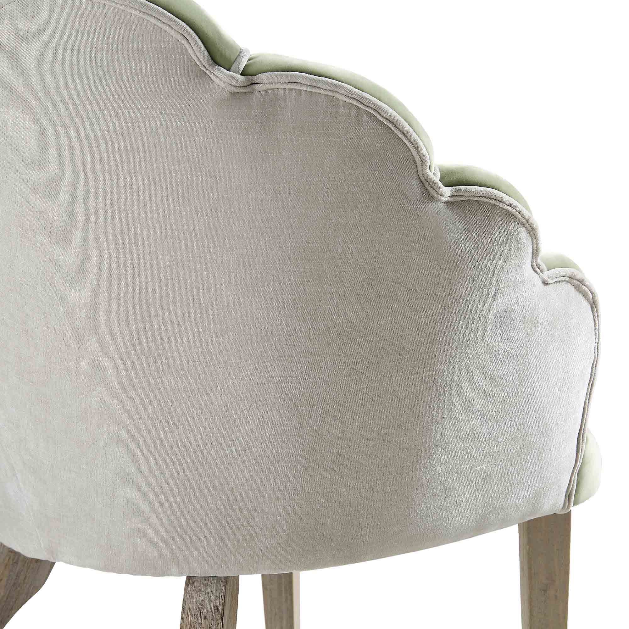 Barnard Scalloped Clam Chair, Lichen Velvet