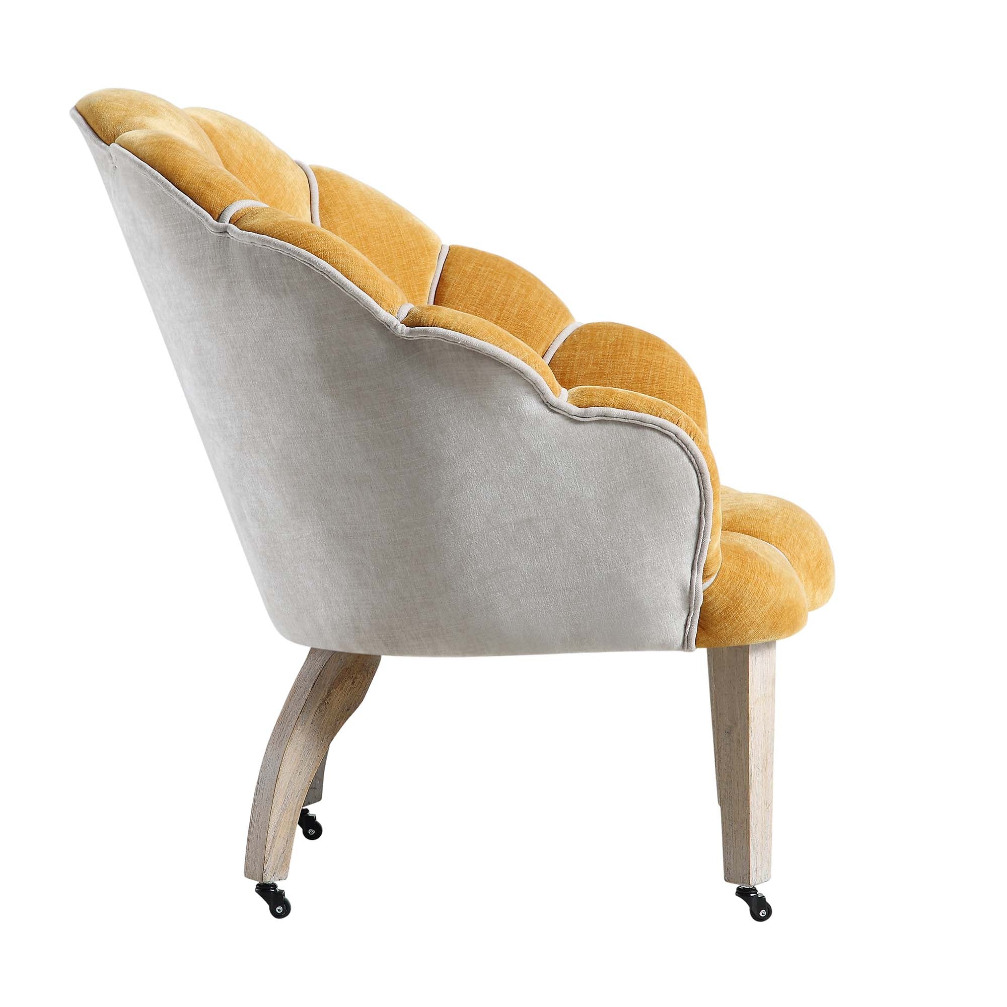 Barnard Scalloped Clam Chair, Mustard Chenille