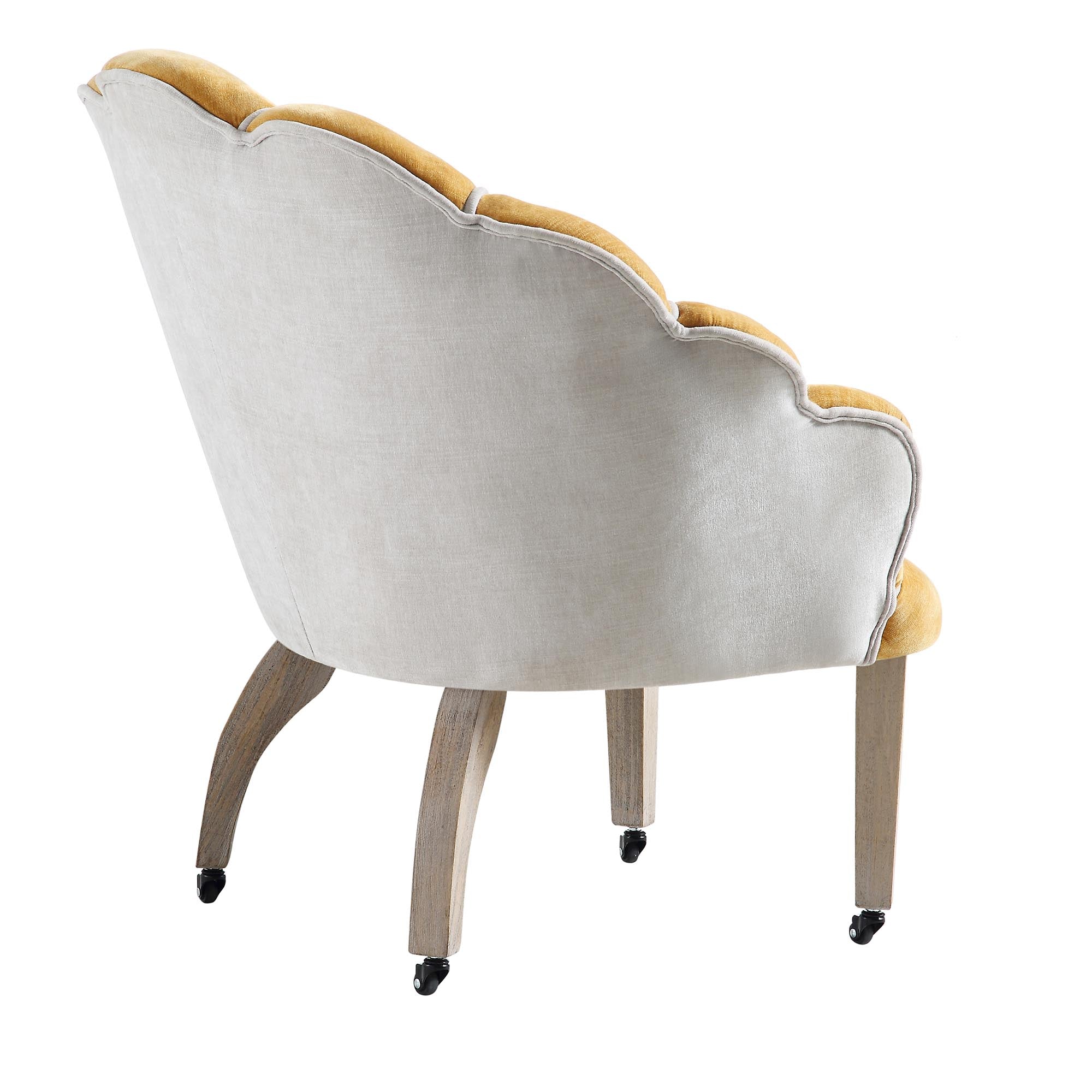 Barnard Scalloped Clam Chair, Mustard Chenille