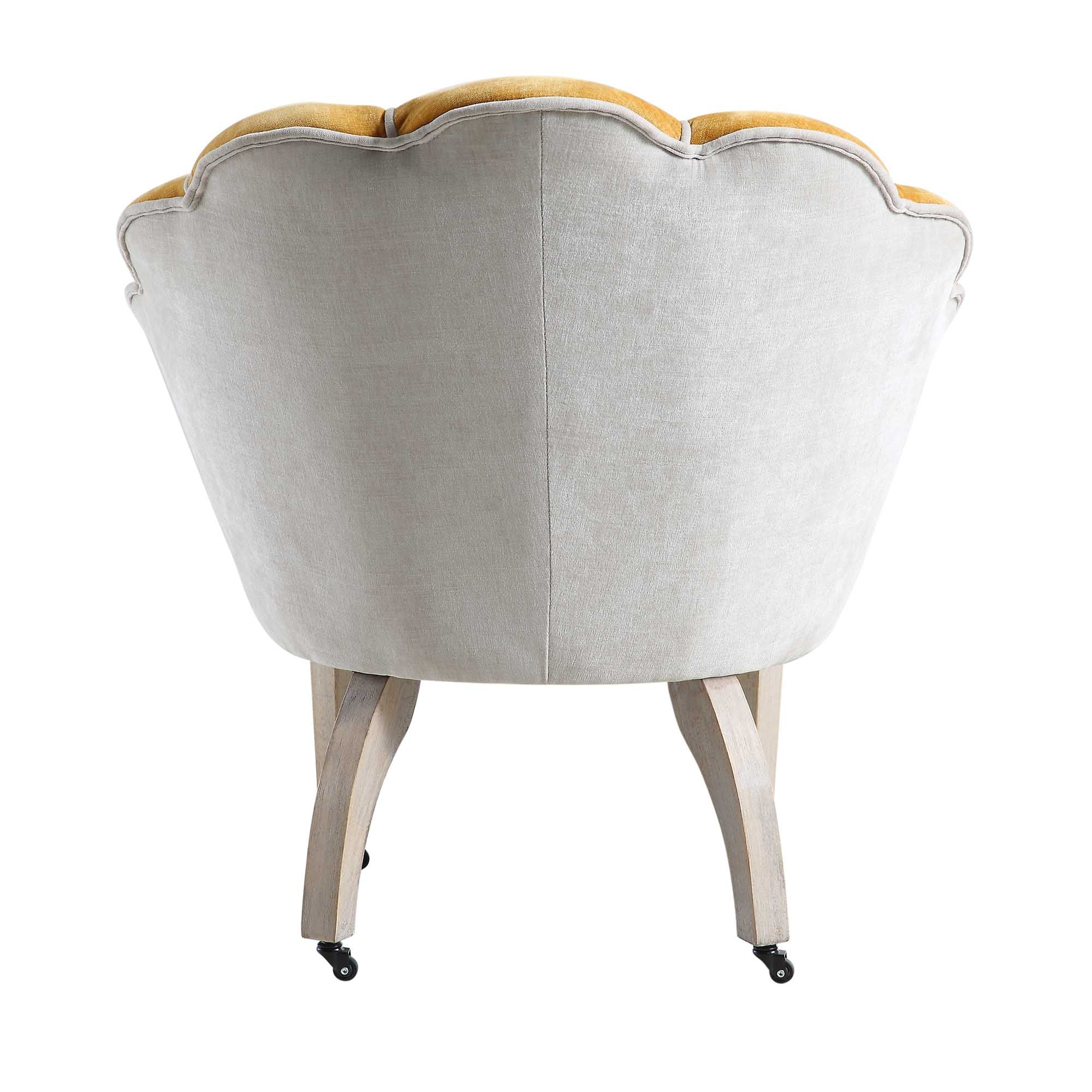 Barnard Scalloped Clam Chair, Mustard Chenille