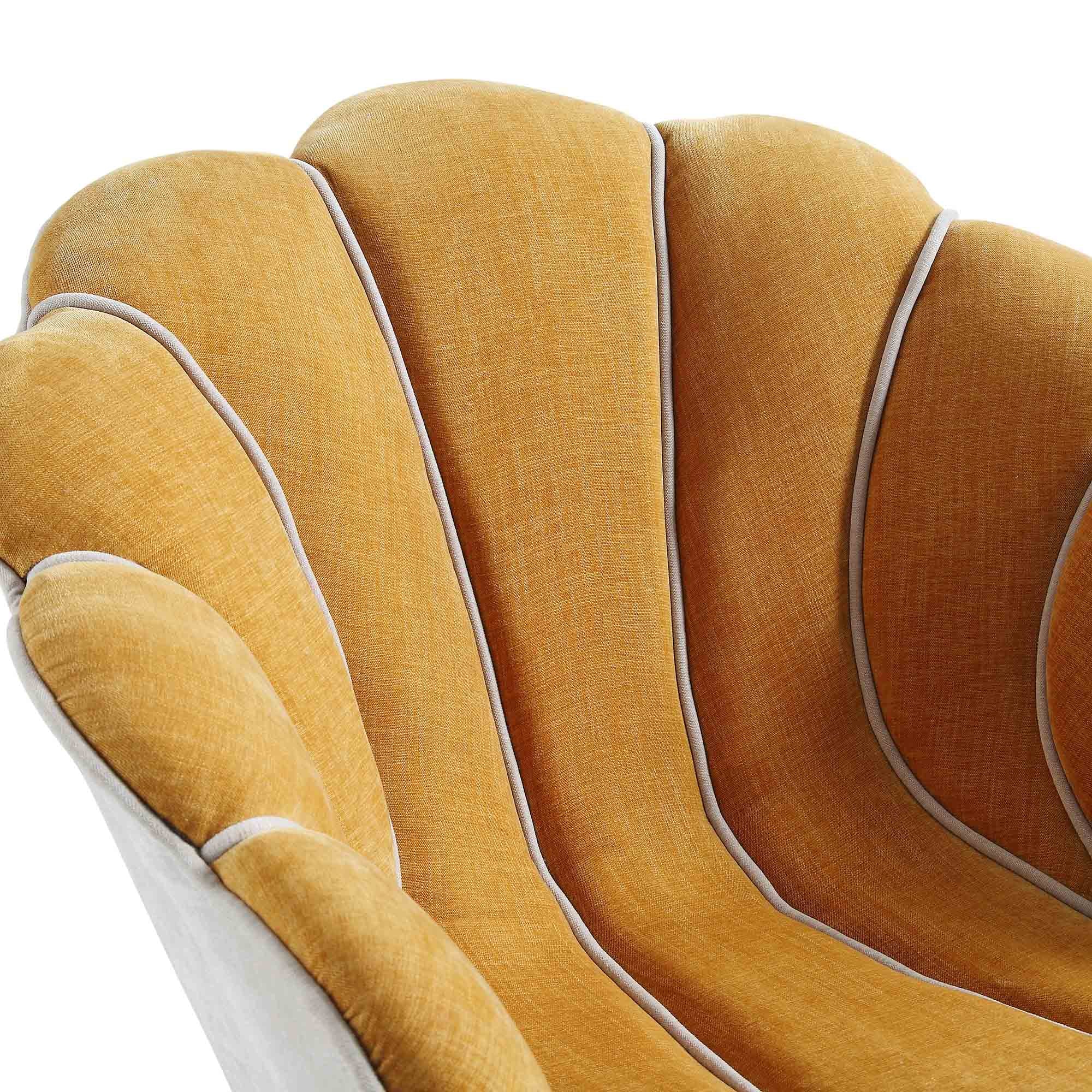 Barnard Scalloped Clam Chair, Mustard Chenille