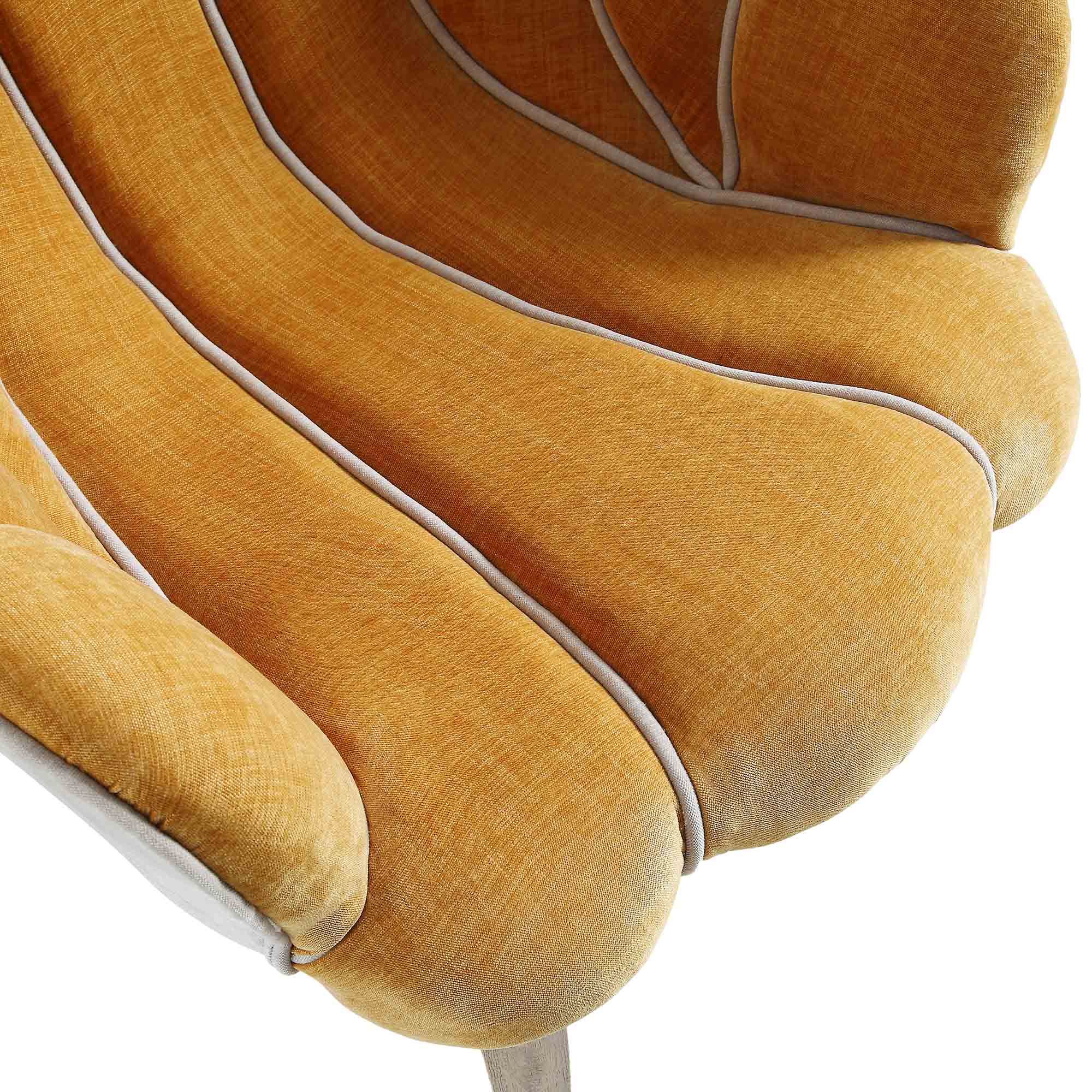 Barnard Scalloped Clam Chair, Mustard Chenille