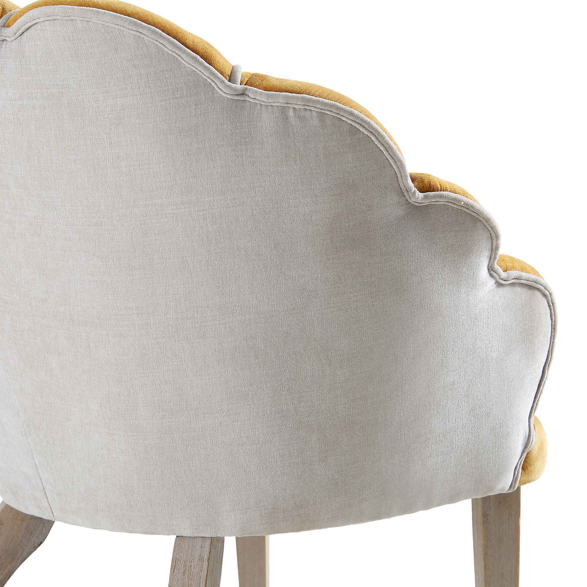 Barnard Scalloped Clam Chair, Mustard Chenille