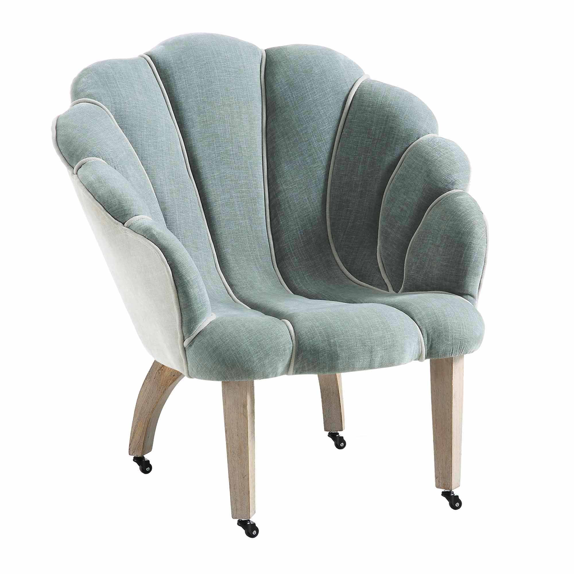 Barnard Scalloped Clam Chair, Sage Green Chenille