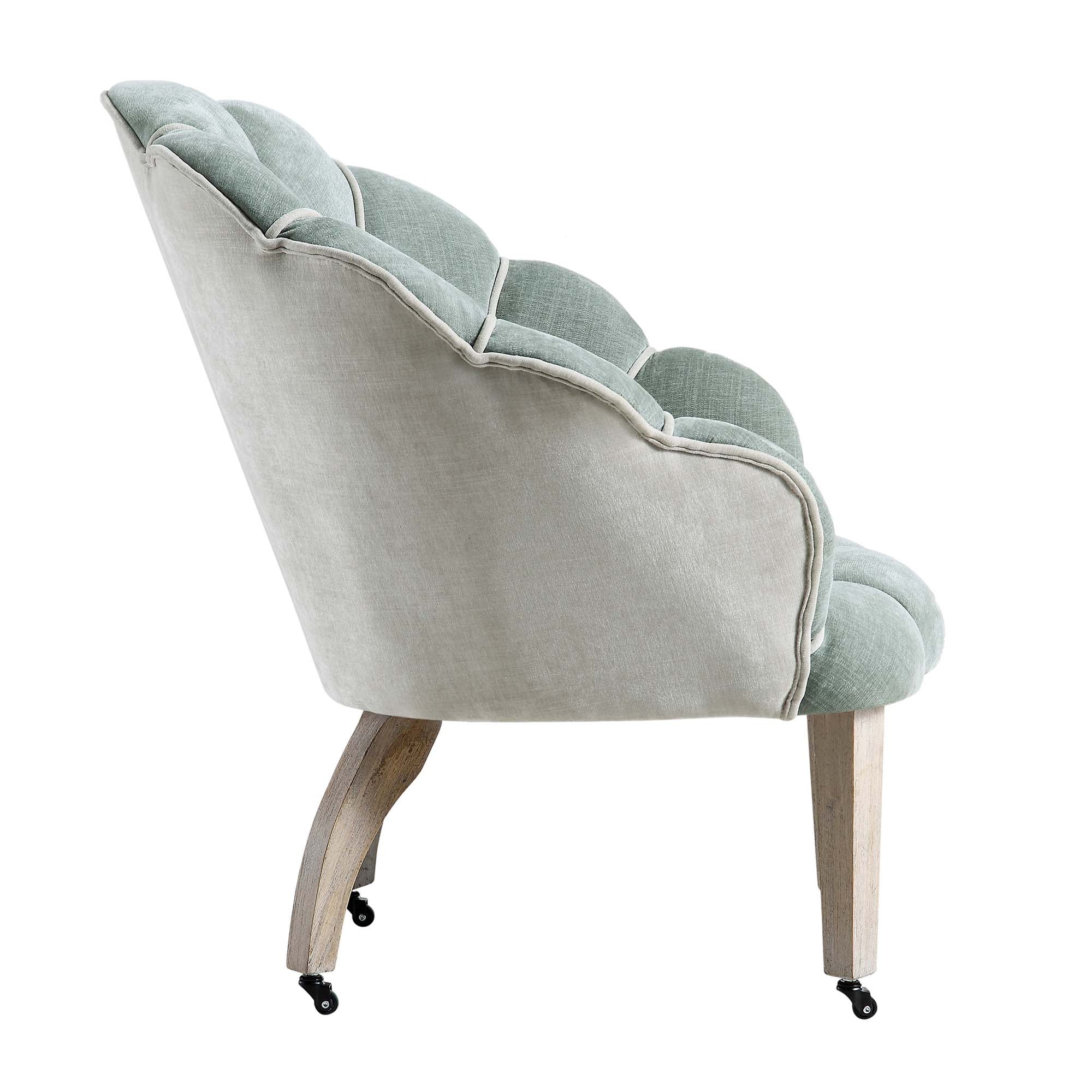 Barnard Scalloped Clam Chair, Sage Green Chenille