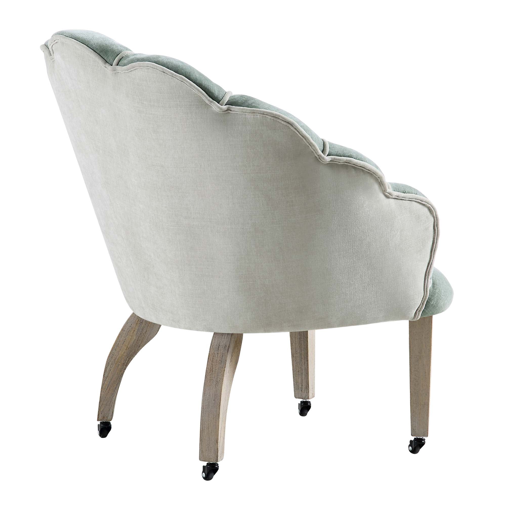 Barnard Scalloped Clam Chair, Sage Green Chenille