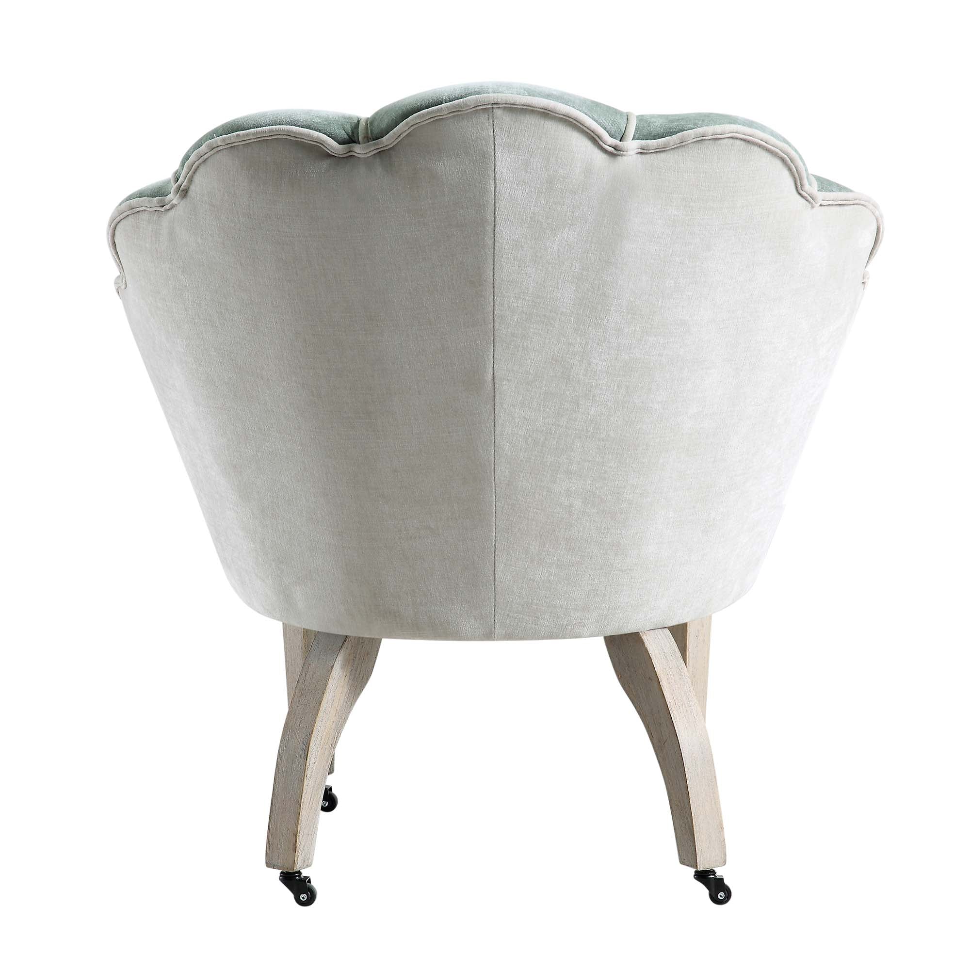 Barnard Scalloped Clam Chair, Sage Green Chenille