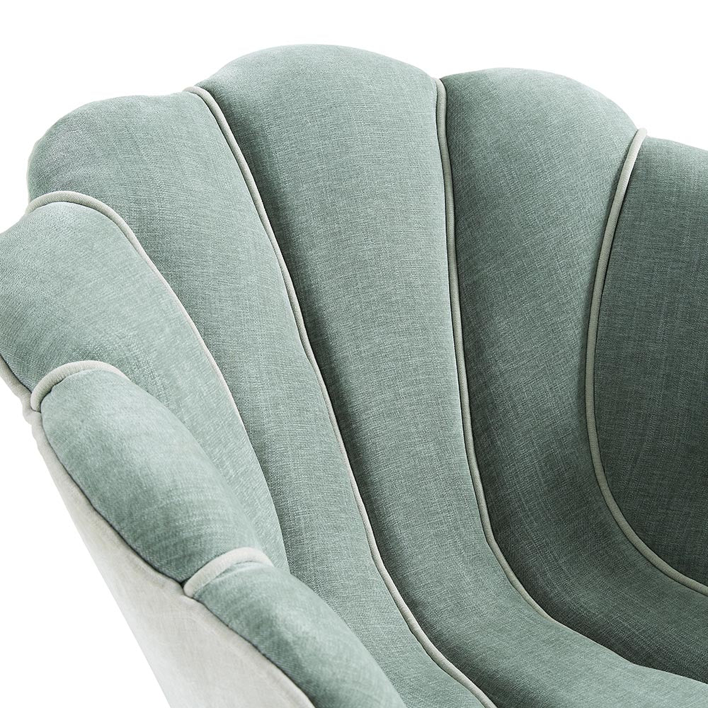 Barnard Scalloped Clam Chair, Sage Green Chenille