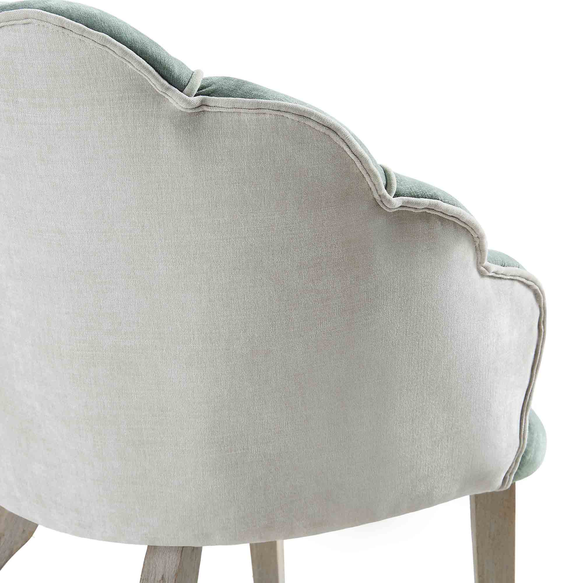 Barnard Scalloped Clam Chair, Sage Green Chenille