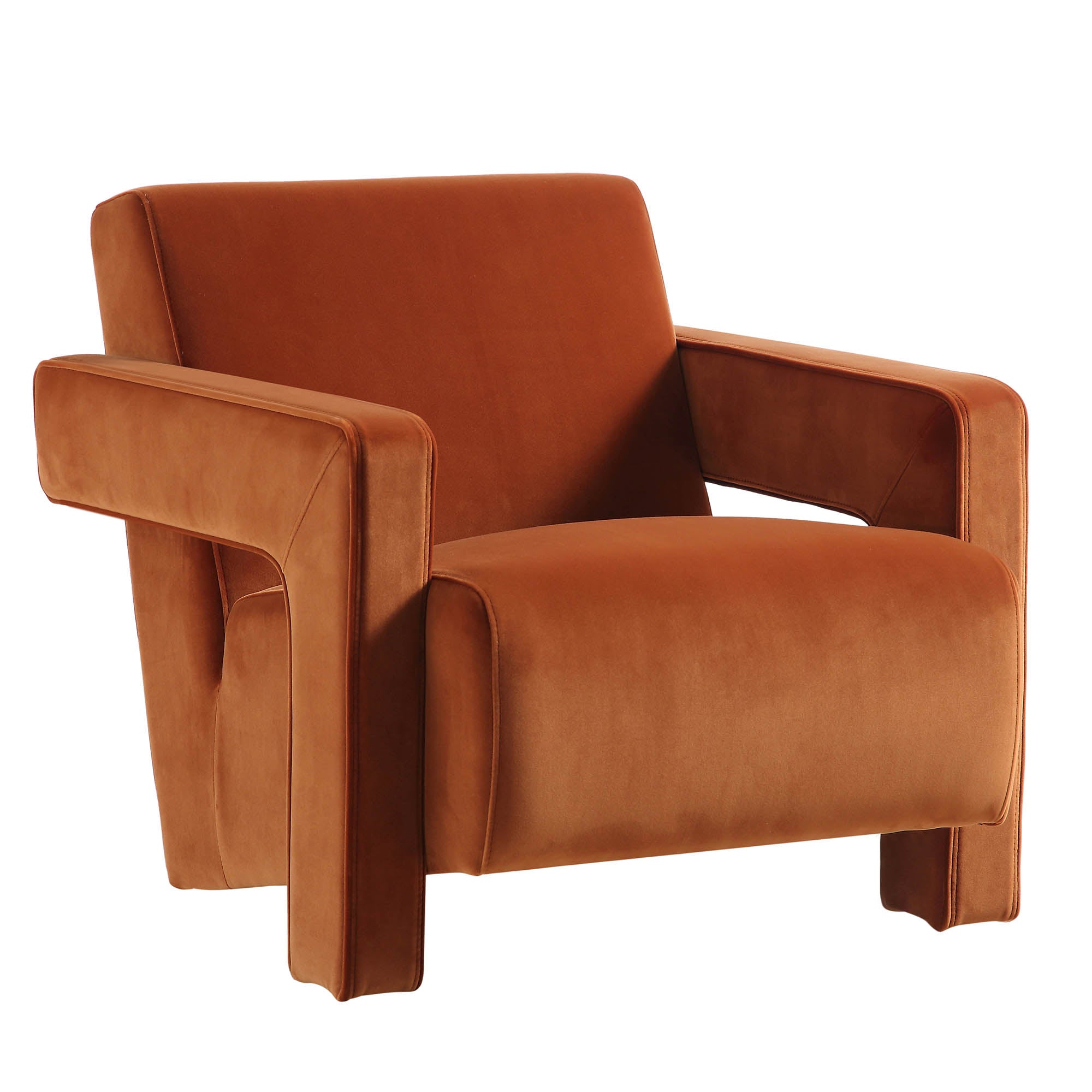 Brompton Sculptural Armchair, Rust Velvet