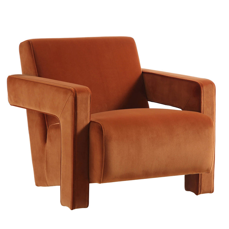 Brompton Sculptural Armchair Rust Velvet