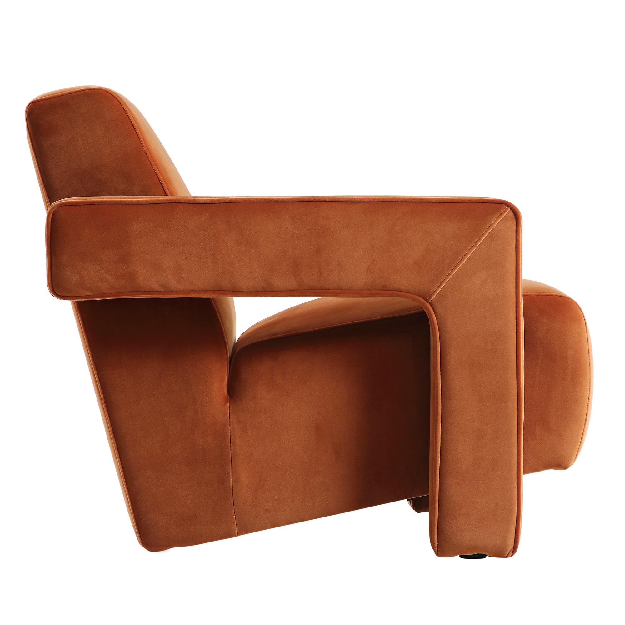 Brompton Sculptural Armchair, Rust Velvet