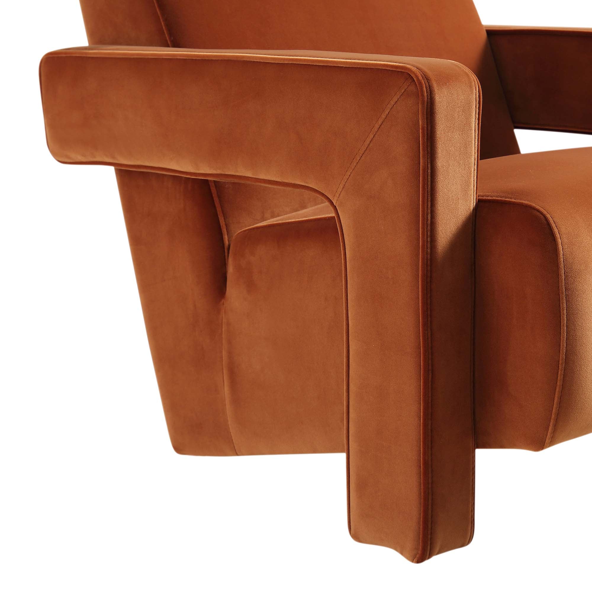 Brompton Sculptural Armchair, Rust Velvet