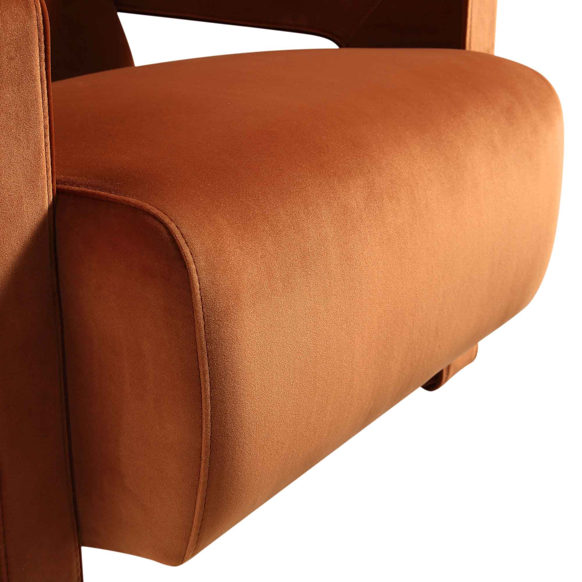 Brompton Sculptural Armchair, Rust Velvet