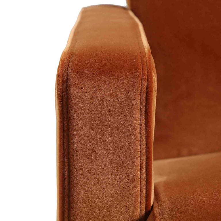 Brompton Sculptural Armchair Rust Velvet