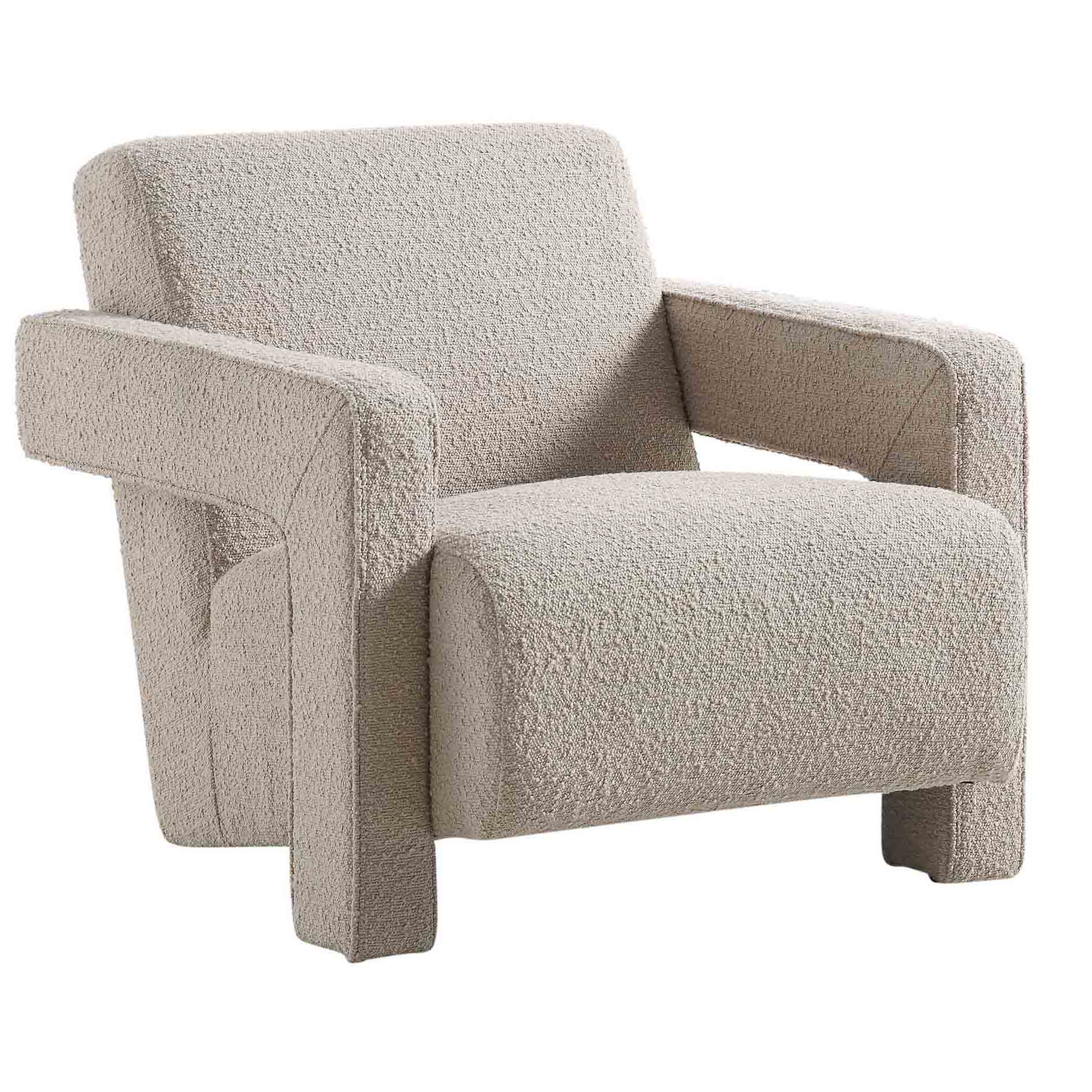 Brompton Sculptural Armchair, Taupe Boucle