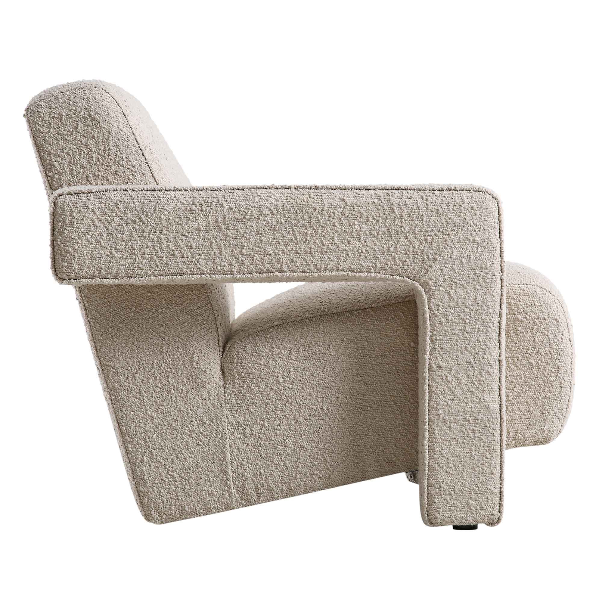 Brompton Sculptural Armchair, Taupe Boucle