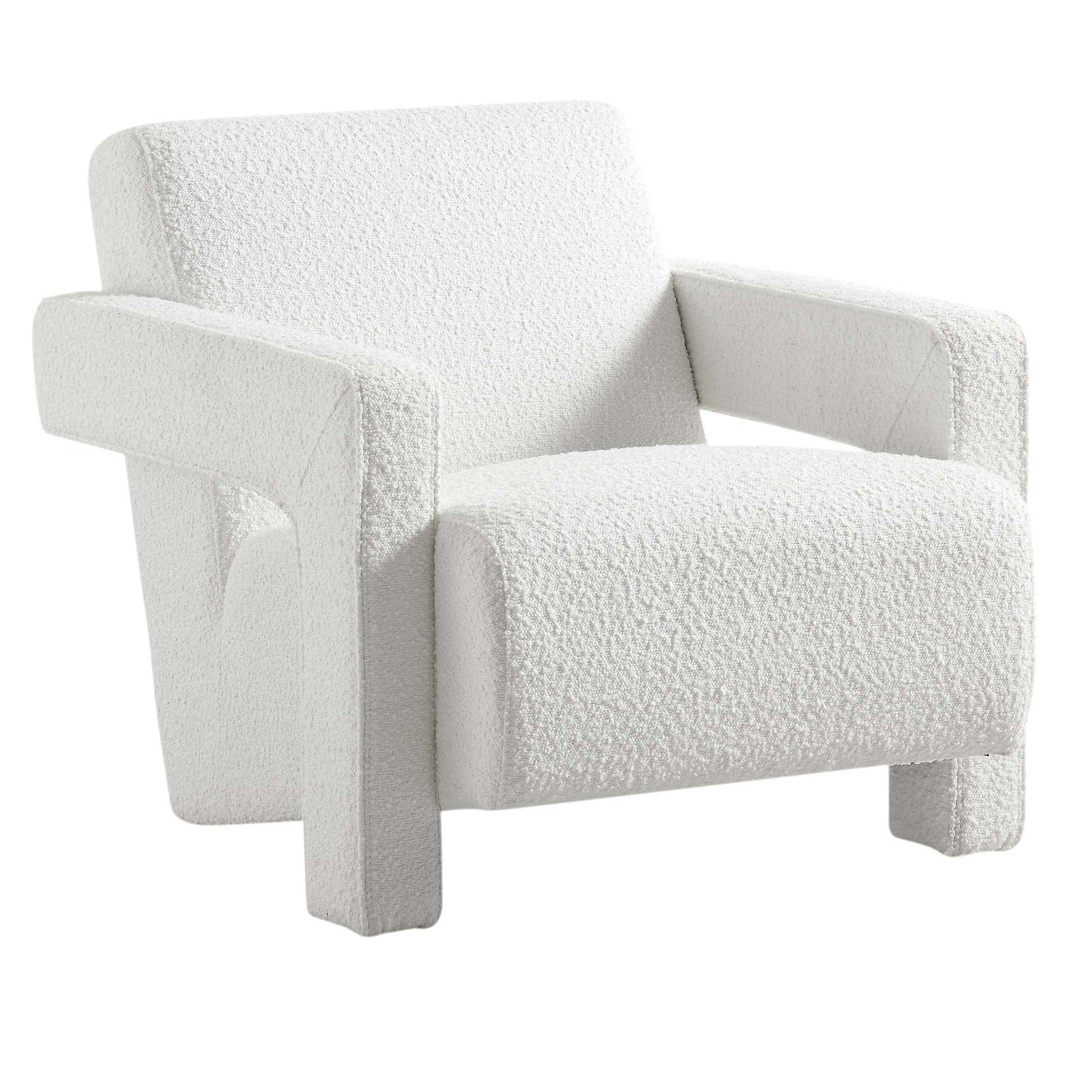 Brompton Sculptural Armchair, White Boucle