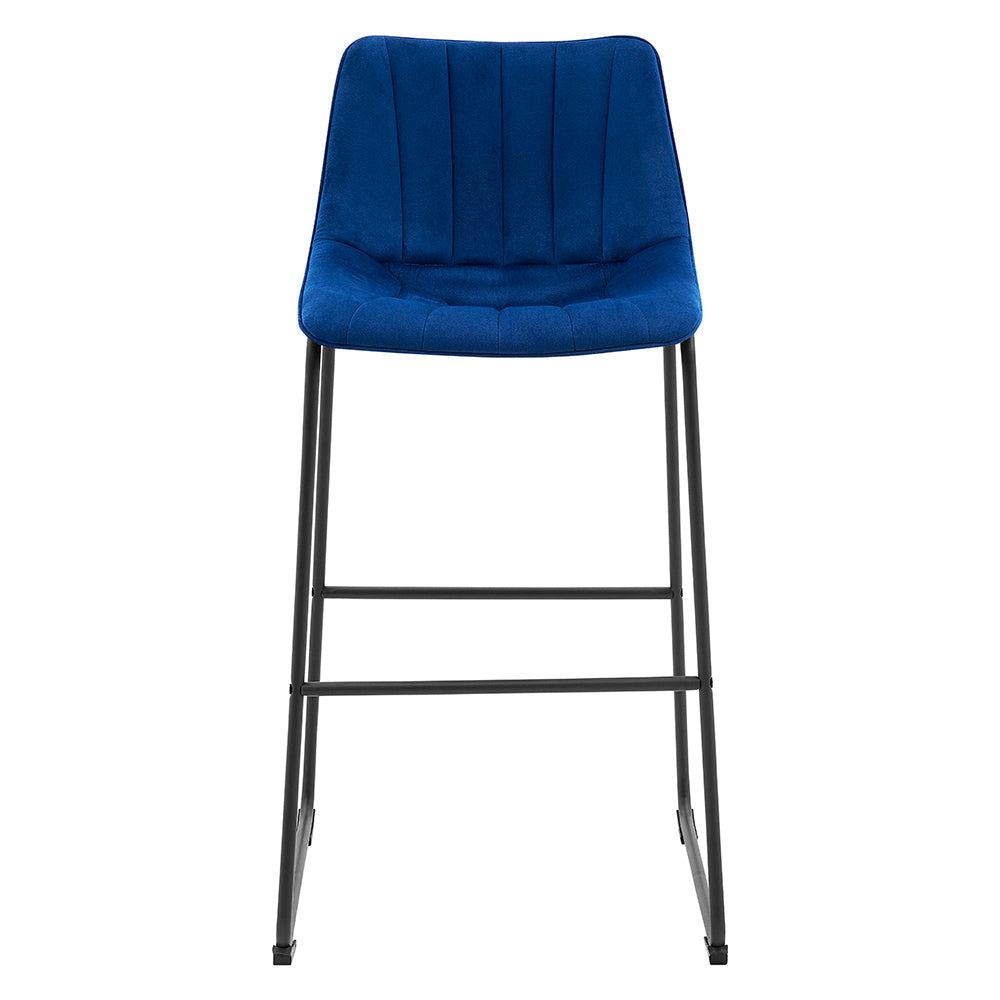 Sutton Set of 2 Fluted Back Bar Stools (Blue Velvet)