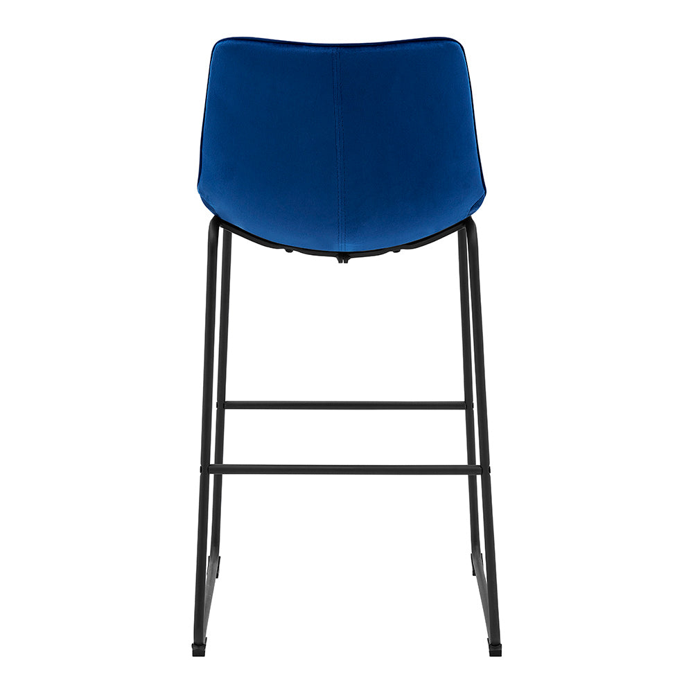 Sutton Set of 2 Fluted Back Bar Stools (Blue Velvet)