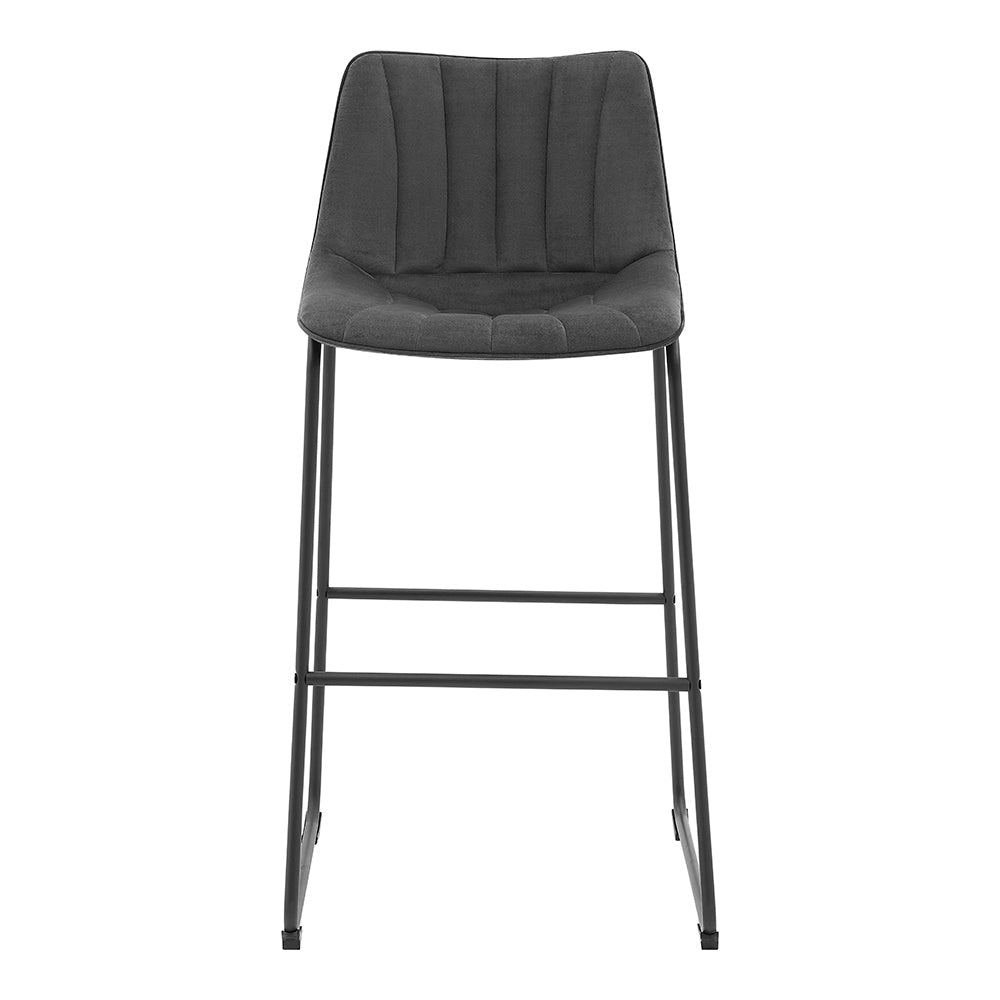 Sutton Set of 2 Fluted Back Bar Stools (Grey Velvet)