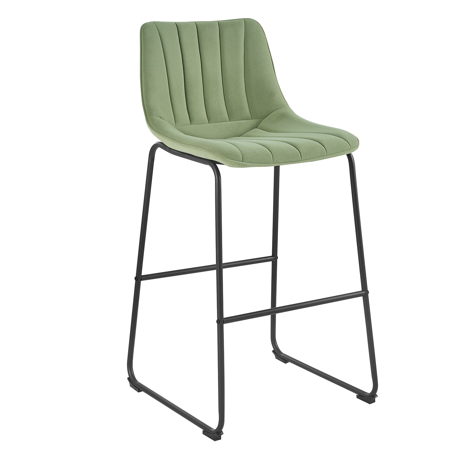 Sutton Set of 2 Fluted Back Bar Stools (Sage Green Velvet)