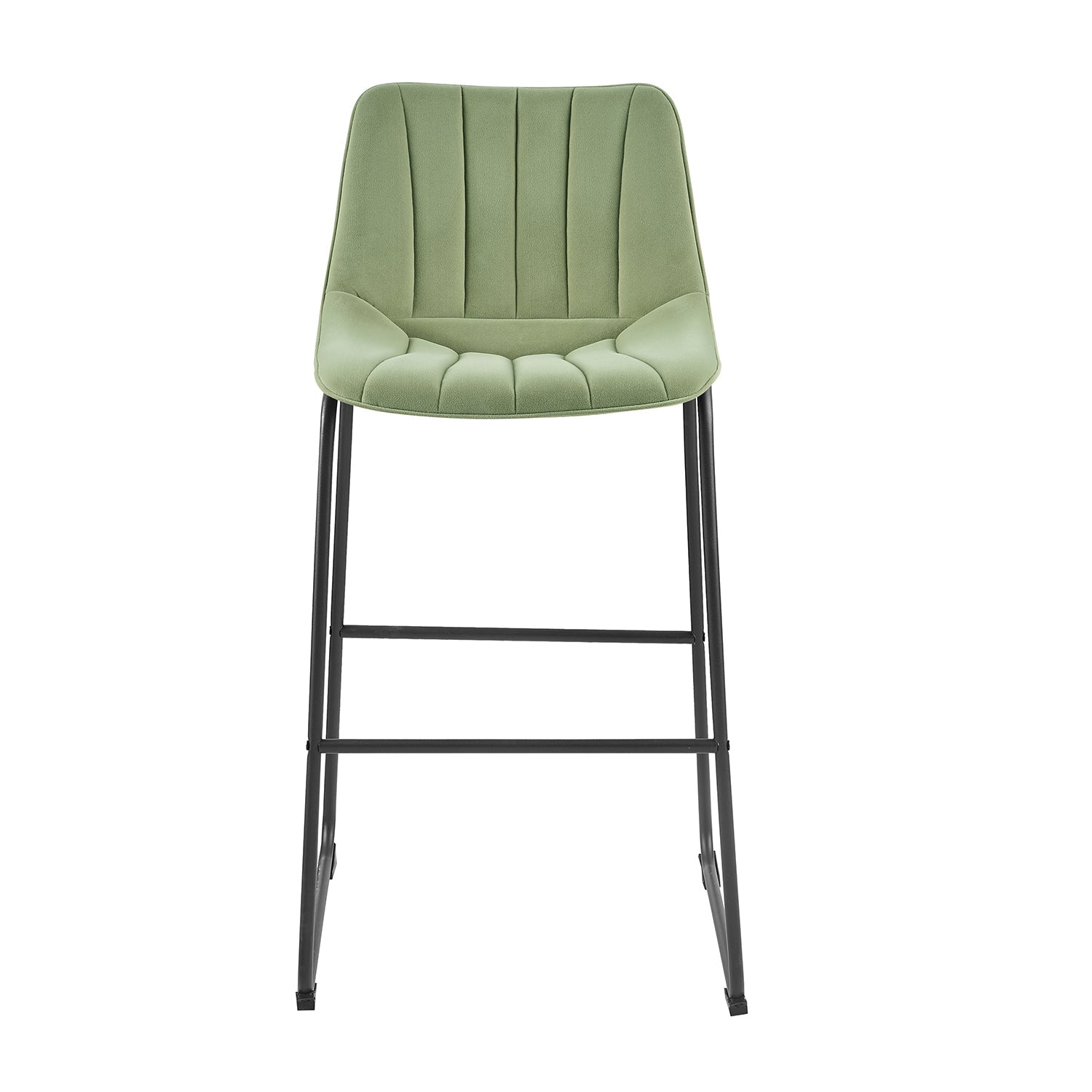 Sutton Set of 2 Fluted Back Bar Stools (Sage Green Velvet)