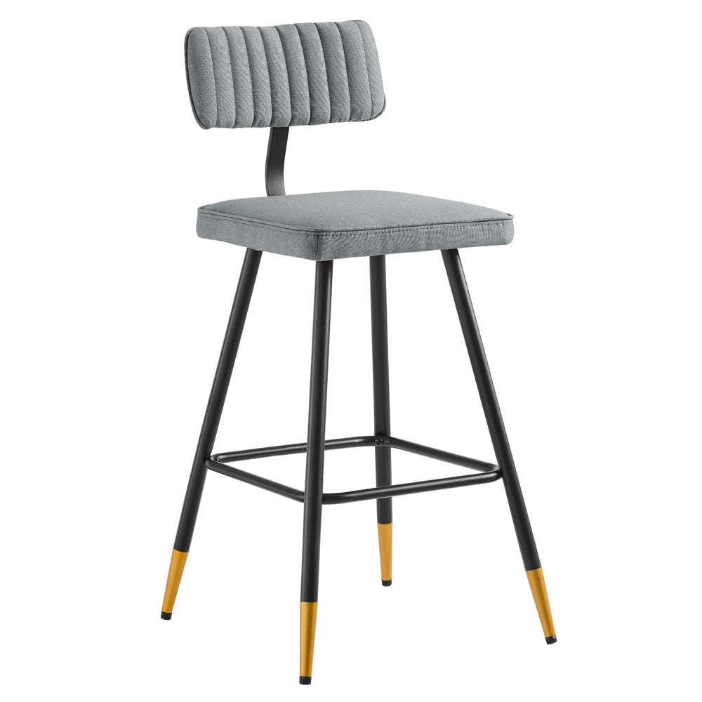 Charlecote Set of 2 Light Grey Fabric Upholstered Bar Stools