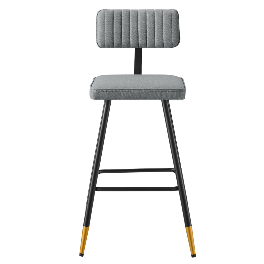 Charlecote Set of 2 Light Grey Fabric Upholstered Bar Stools