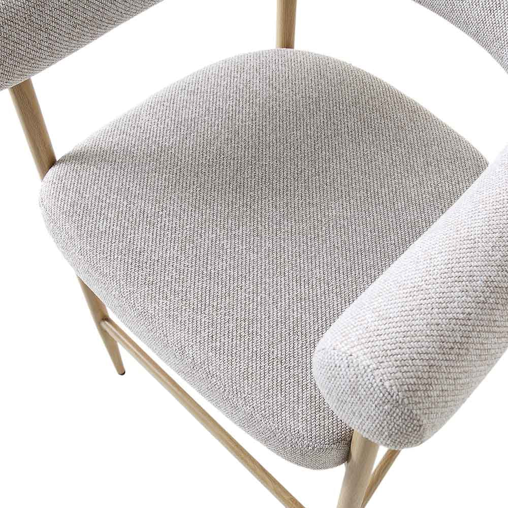 Fulbourn Beige Woven Counter Stool with Natural Wood Effect Legs