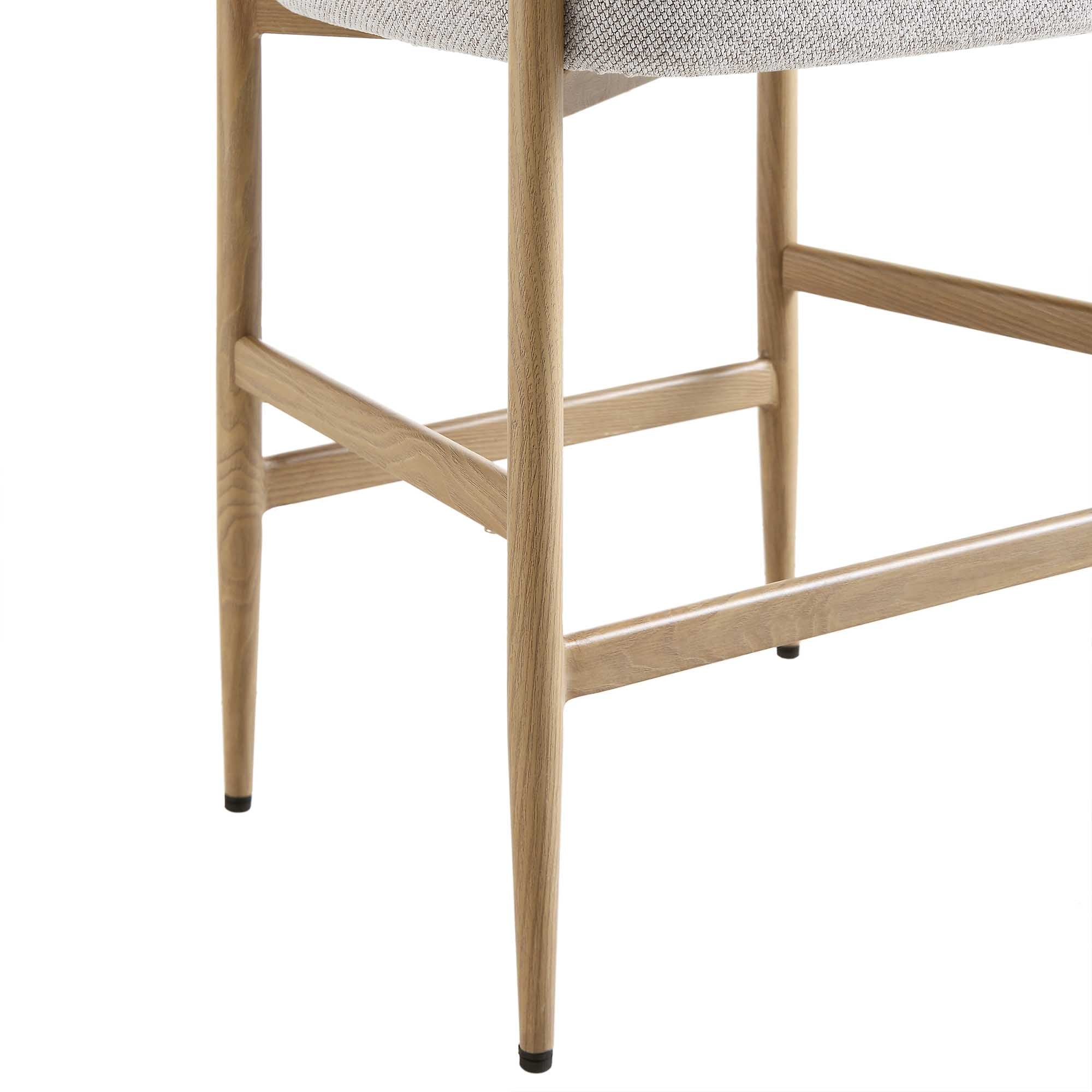 Fulbourn Beige Woven Counter Stool with Natural Wood Effect Legs