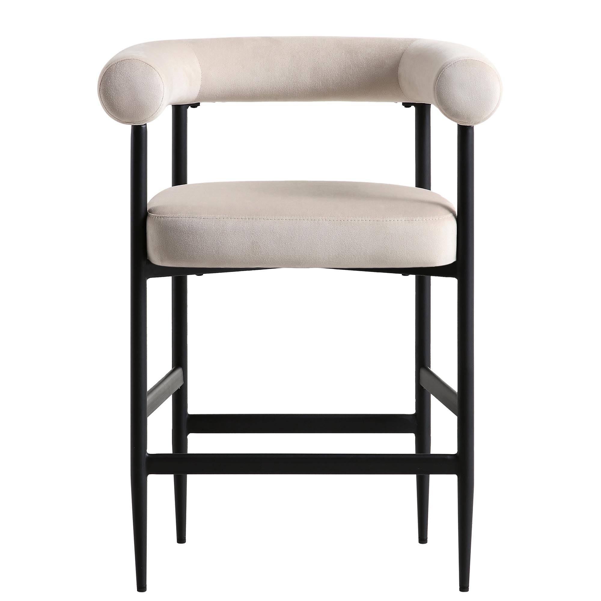 Fulbourn Champagne Velvet Counter Stool with Black Legs