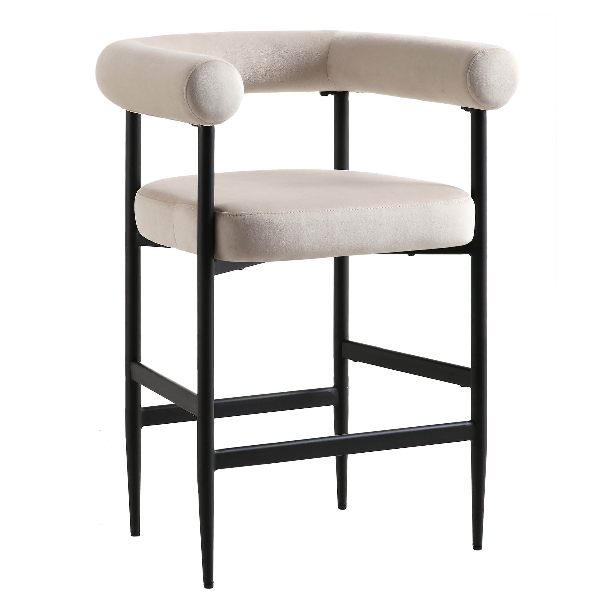 Fulbourn Champagne Velvet Counter Stool with Black Legs