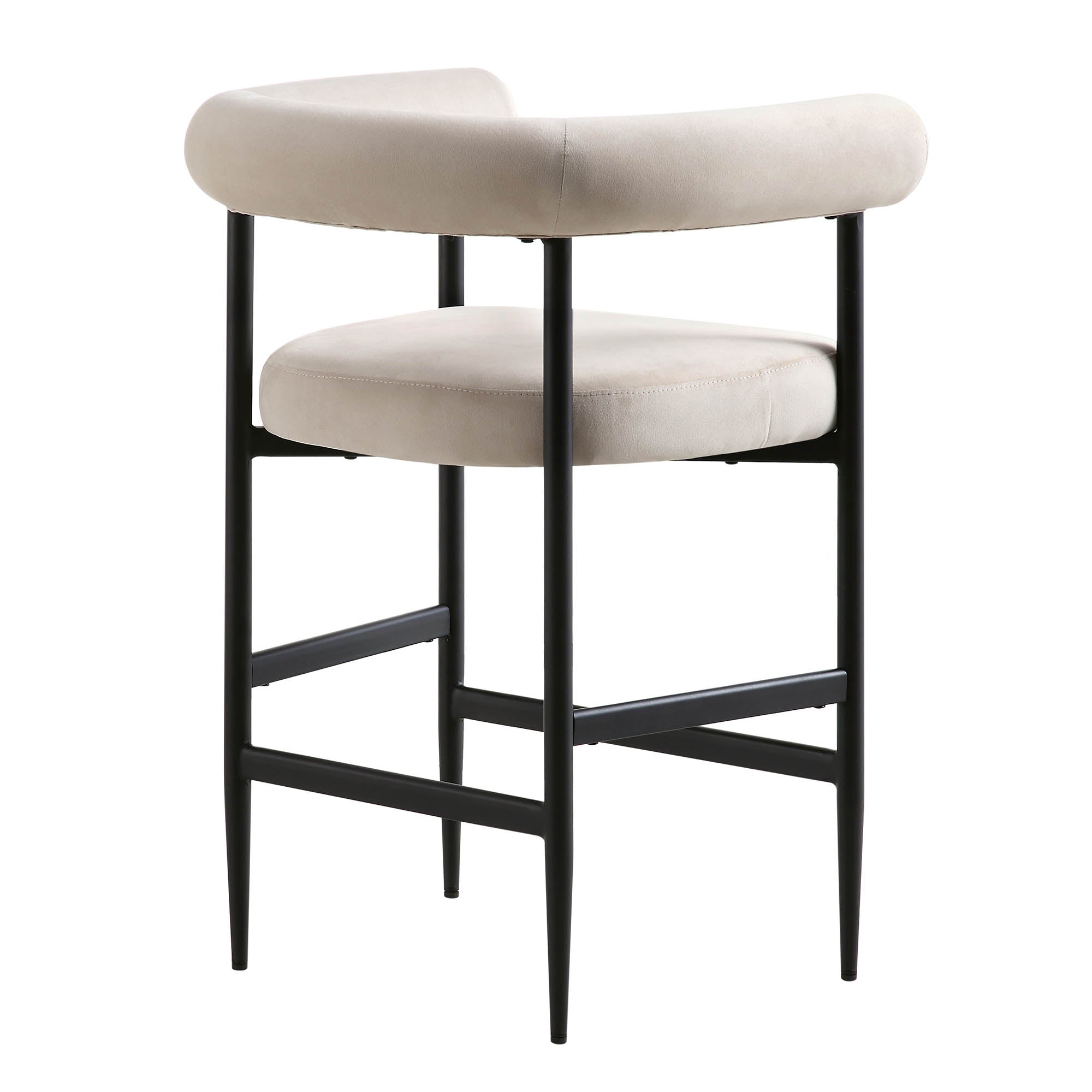 Fulbourn Champagne Velvet Counter Stool with Black Legs